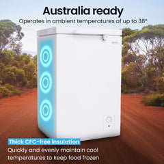 GECKO 100L Portable Chest Freezer, 12V/24V/240V for Motorhome and Caravan, White