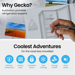 GECKO 142L Upright Portable Fridge / Freezer, 12V/24V for Motorhome and Caravan, Silver