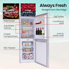 GECKO 160L Upright Portable Fridge / Freezer, 12V/24V for Motorhome and Caravan, Silver