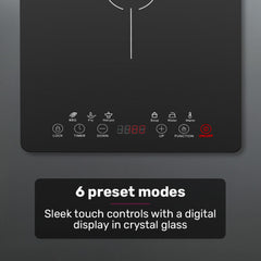 EUROCHEF Induction Cooktop, 2000W, 9 Heat Levels, Fast Electric Portable Cooker, Touch Controls