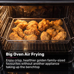 EUROCHEF 60cm Built-In Electric Oven, 80L, Water Clean, Air Fryer, 16 Functions, Triple-Glazed Door, Black, 15A Plug, Black