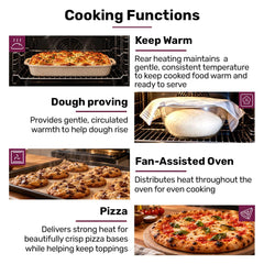 EUROCHEF 60cm Built-In Electric Oven, 80L, Water Clean, Air Fryer, 16 Functions, Triple-Glazed Door, Black, 15A Plug, Black