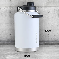 Baumr-AG 3.8L Double Wall Insulated Stainless Steel Water Bottle, Drink Jug with Handle, White