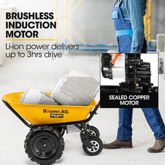 Baumr-AG 36V Battery Powered Wheelbarrow Motorised Electric, 100L Bucket Volume, 4 Wheel, 260kg Capacity
