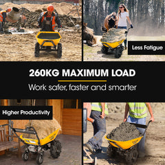 Baumr-AG 36V Battery Powered Wheelbarrow Motorised Electric, 100L Bucket Volume, 4 Wheel, 260kg Capacity