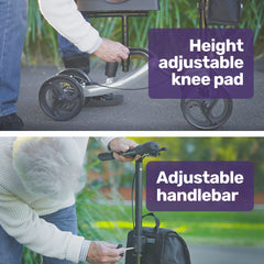 EQUIPMED Knee Scooter Walker, Disc Brake - Suspension Bag - Broken Leg Ankle Foot Mobility - Crutches Alternative -