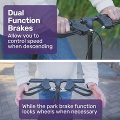 EQUIPMED Knee Scooter Walker, 10 inch Tyres Dual Brakes Bag - Broken Leg Ankle Foot Mobility - Crutches Alternative - Blue