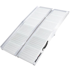 EQUIPMED 123cm Portable Folding Aluminium Access Ramp 272kg Rated, Silver, for Wheelchair, Mobility Scooter