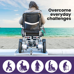EQUIPMED 123cm Portable Folding Aluminium Access Ramp 272kg Rated, Silver, for Wheelchair, Mobility Scooter