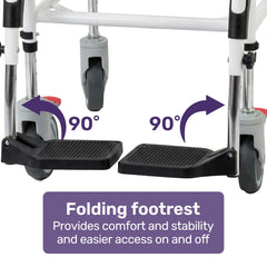 Equipmed Commode Shower Chair, Over Toilet or Bedside 136kg Capacity Aluminium frame with Wheels, Black