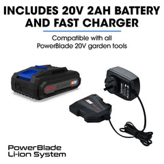 POWERBLADE HH4 20V Cordless Electric Hedge Trimmer Kit, with Lithium Battery and Fast Charger