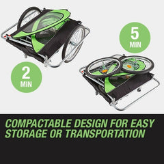 Tag-along Kids Bike Trailer Bicycle Pram Stroller Children Jogger Green