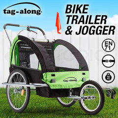 Tag-along Kids Bike Trailer Bicycle Pram Stroller Children Jogger Green