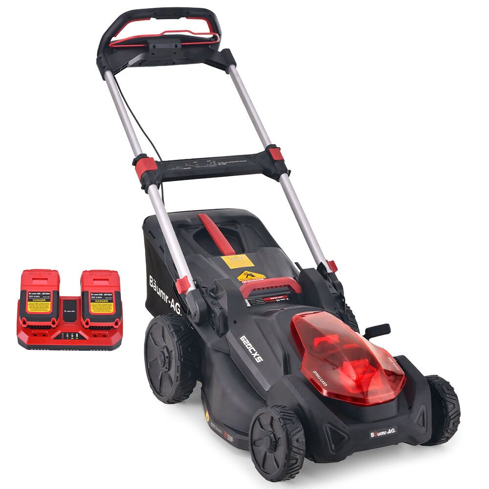 BAUMR-AG 620CXS 40V SYNC 21" Self-Propelled Cordless Lawn Mower Kit, VertiStore, Fast Charger, 2 x 4Ah Batteries, 8 Heights, Brushless, 510mm Cut Width