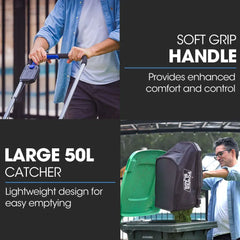 POWERBLADE 350CX 20V 13" Cordless Lawn Mower Kit, Fast Charger, 4Ah Battery, 5 Height, Brushless Electric, 330mm Cutting Path
