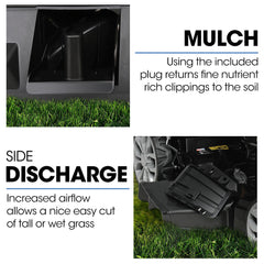 PowerBlade 20" 200cc Self-Propelled Lawn Mower, 7 Height, Steel Deck, Deck Wash Port, OHV 4-Stroke Petrol - VS900