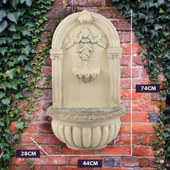 PROTEGE Solar Fountain Water Feature Pump Outdoor Wall Mount Classic with LED Lights