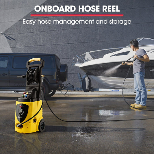 JET-USA RX550 Electric High Pressure Washer 3500PSI, 5 Nozzles, Spin & Wheel Brush, Deck Cleaner, Turbo Head, 10M Hose