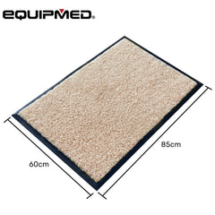 EQUIPMED 60x85cm Non-Slip Indoor Rug Floor Mat Beige, Poly Fiber Cut Loop Pile, High Density Base, Anti-Trip Edging