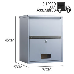 FORTIA Wall Mounted Parcel Post Box Letterbox, Surfmist Light Grey