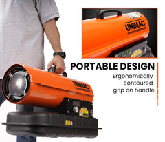 UNIMAC 20KW Portable Industrial Diesel Direct Forced Air Space Heater, Commercial Grade for Warehouse Worksite Shed Drying Greenhouse Agricultural Breeding
