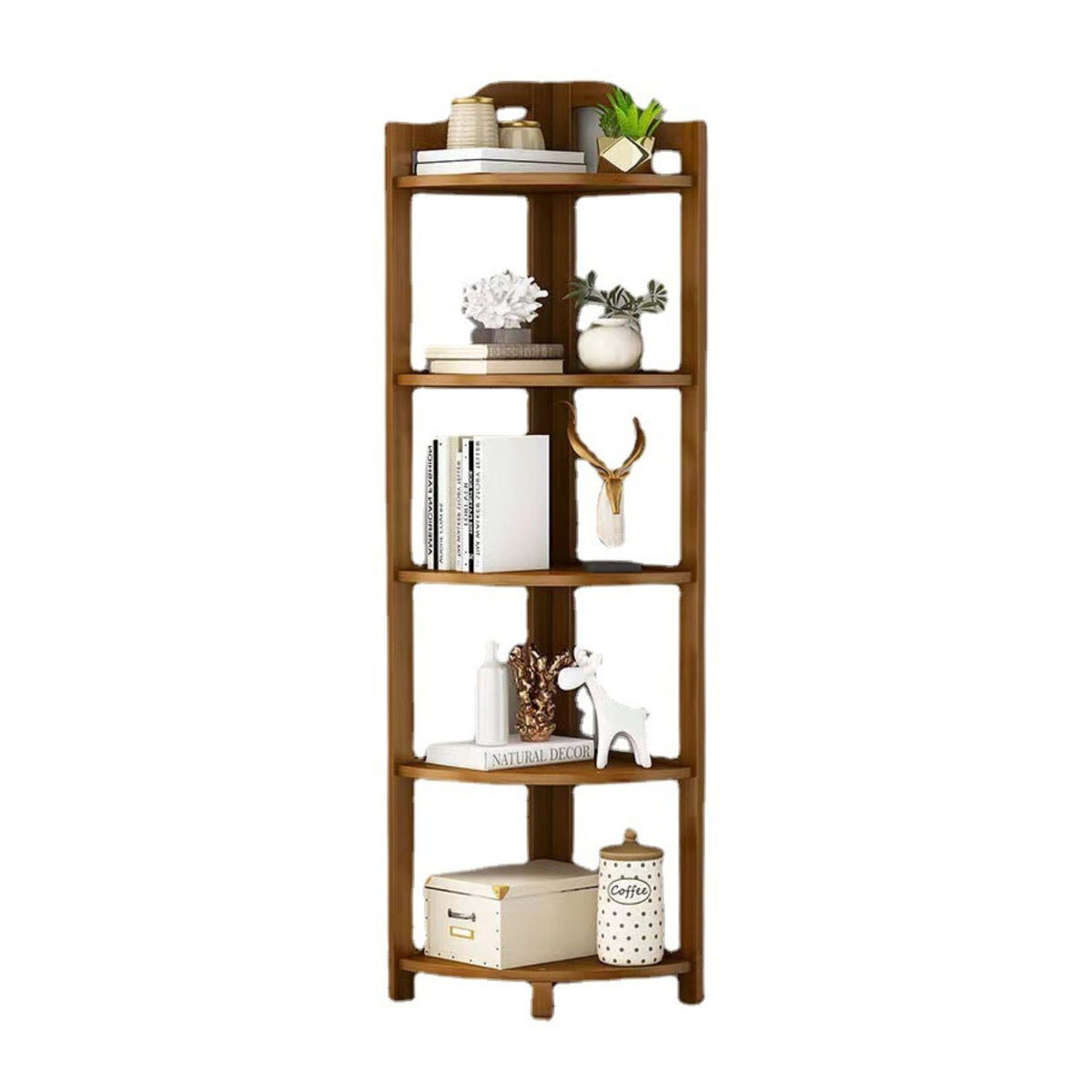 GOMINIMO Bamboo Corner Shelf 5 Tier