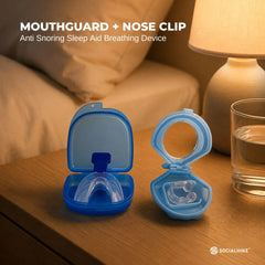 3x Mouthguard Mouthpiece + 3x Nose Clip Anti Snoring Aid Sleep Breathing Device