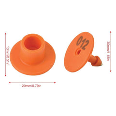 1-100 Cattle Number Ear Tag Set - Round Orange Pig Sheep Goat Livestock Label