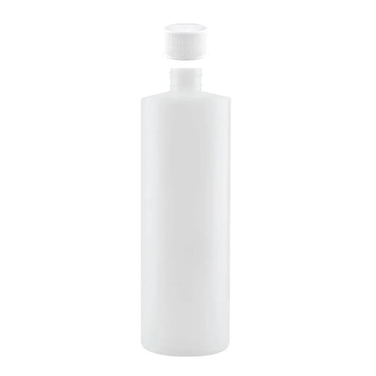 Kitchee 1x 500ml Ntural HDPE Round Bottle + 28/410 Caps - Empty Plastic Food Storage