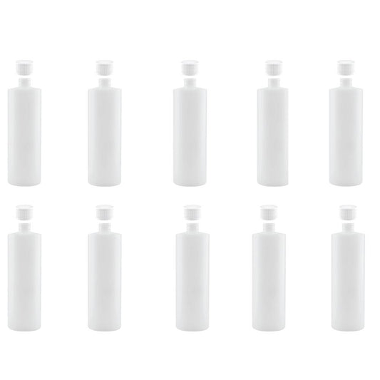 Kitchee 10x 250ml Natural HDPE Round Bottle + 28/410 Caps - Empty Plastic Food Storage