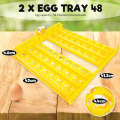 Rooster Farms Electric 96 Egg Incubator + Accessories for Chicken Quail Duck