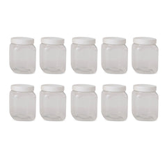 10x 250g Plastic Honey Jars + Lids - Square Clear Food Grade Packaging Containers