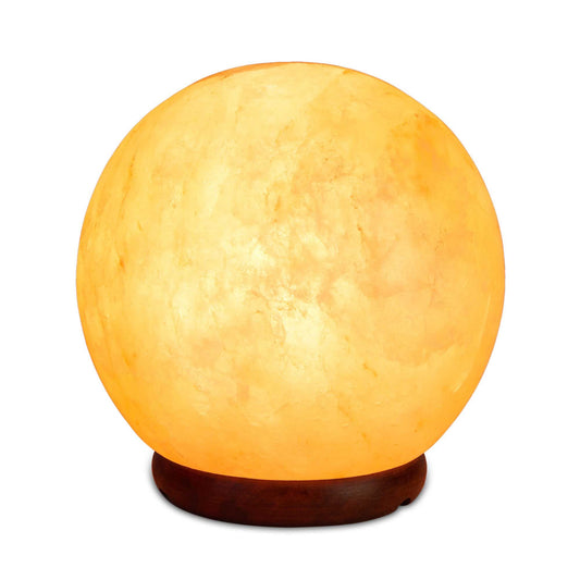 Orku 12cm Ball Shape Himalayan Pink Salt Lamp - Carved Sphere Night Light