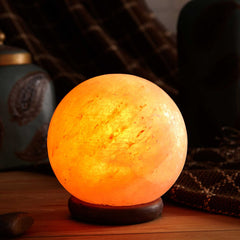 Orku 16 cm Ball Shape Himalayan Pink Salt Lamp - Carved Sphere Night Light