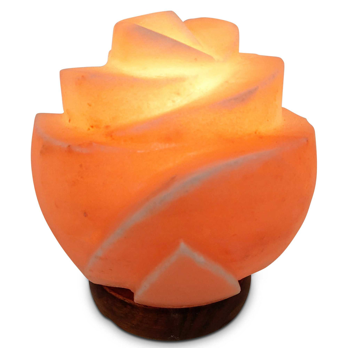 Orku Rose Shaped Himalayan Pink Salt Lamp - Hand Carved Flower Night Light