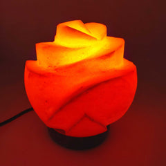 Orku Rose Shaped Himalayan Pink Salt Lamp - Hand Carved Flower Night Light