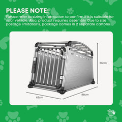 Aluminium Dog Travel Crate 63x68x88cm - Large Pet Car Transport Cage  Kennel Box