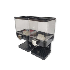 Kitchee 3.7L Double Cereal Dispenser Countertop Rice or Grain Storage Black
