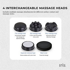 Orku Handheld Body Massager 4 Heads Adjustable Speed 28W Black