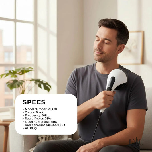 Orku Handheld Body Massager 4 Heads Adjustable Speed 28W Black