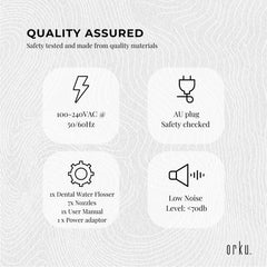 Orku 1000ml Water Flosser Electric Oral Irrigator - Stepless Pressure White