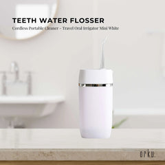 Orku Mini Cordless Water Flosser Oral Irrigator White - 5 Nozzles