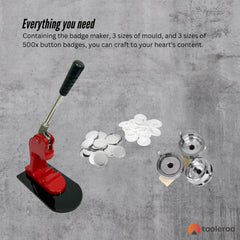 Tooleroo Button Badge Making Set - Maker + Moulds + Badges 25mm 32mm 58mm