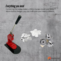 Button Badge Making Set 58mm - Maker + Mould + Badges