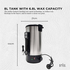 8L Orku Candle Wax Heater With Tap And Accessories - Candle Making Melter Pot