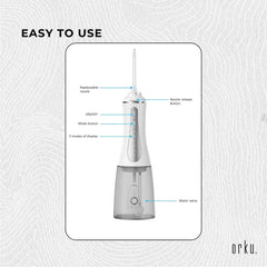 Orku Portable Oral Irrigator Flosser 350ml - Rechargeable Teeth Cleaner