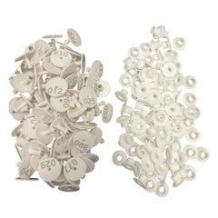 1-100 Cattle Number Ear Tag Set - Round White Pig Sheep Goat Livestock Label