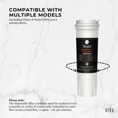 Orku Fridge Water Filter Cartridge for Fisher & Paykel RWF2400A 836848 836860