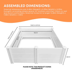 Rooster Farms 0.95m PVC Dog Whelping Box Puppy Birthing Pen - Anti-Crush Rail