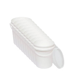 Kitchee 10x 1.2L Plastic Buckets + Lids - Food Grade Empty White Tub With Handle